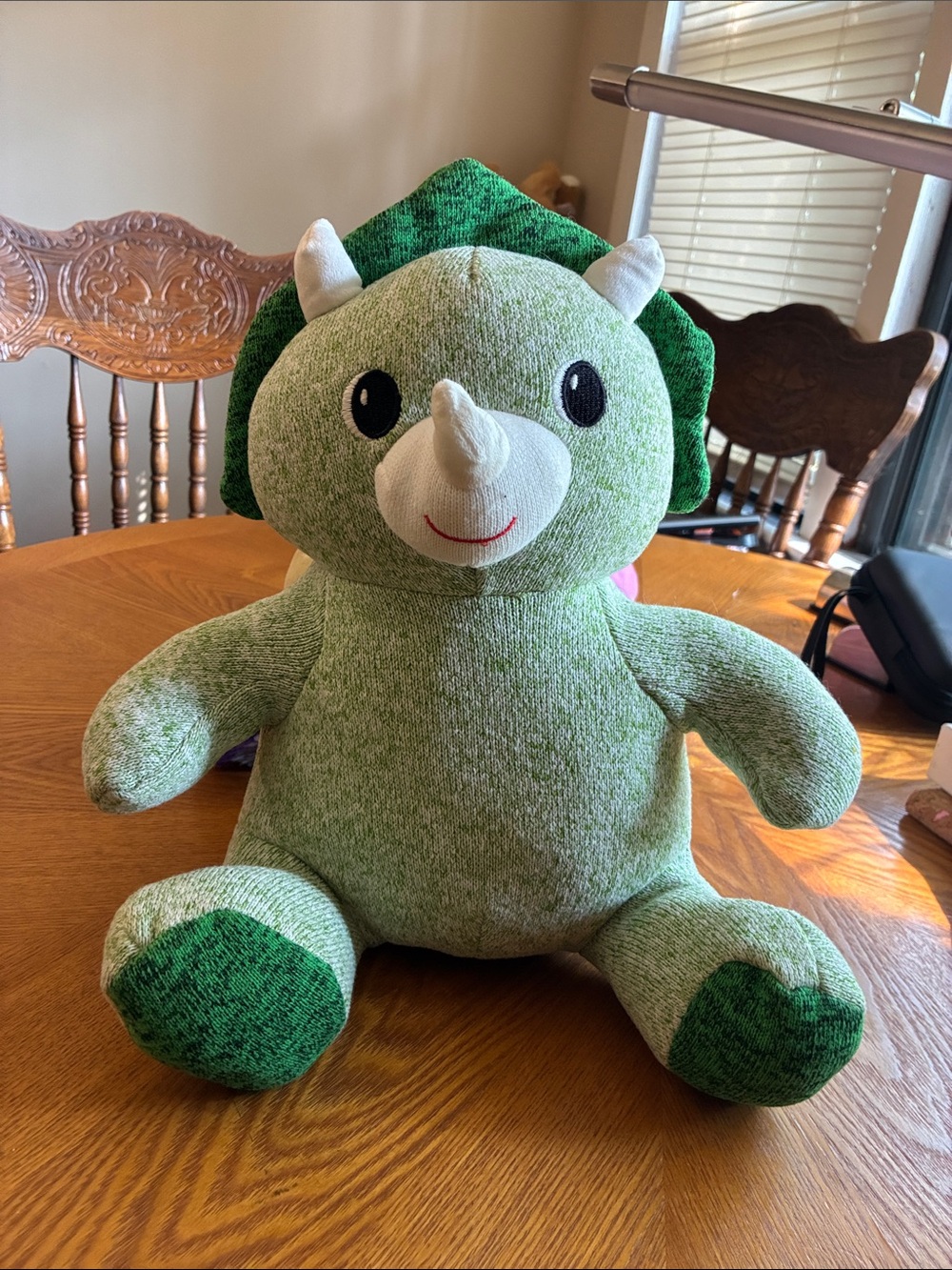 Green Plush Triceratops Stuffed Toy for Small Pets